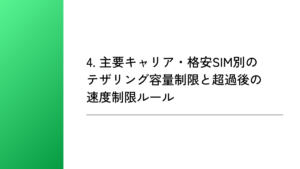 4. 主要キャリア・格安SIM別のテザリング容量制限と超過後の速度制限ルール